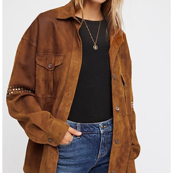 Free People Leather Studded Jacket - Picture 2 of 4